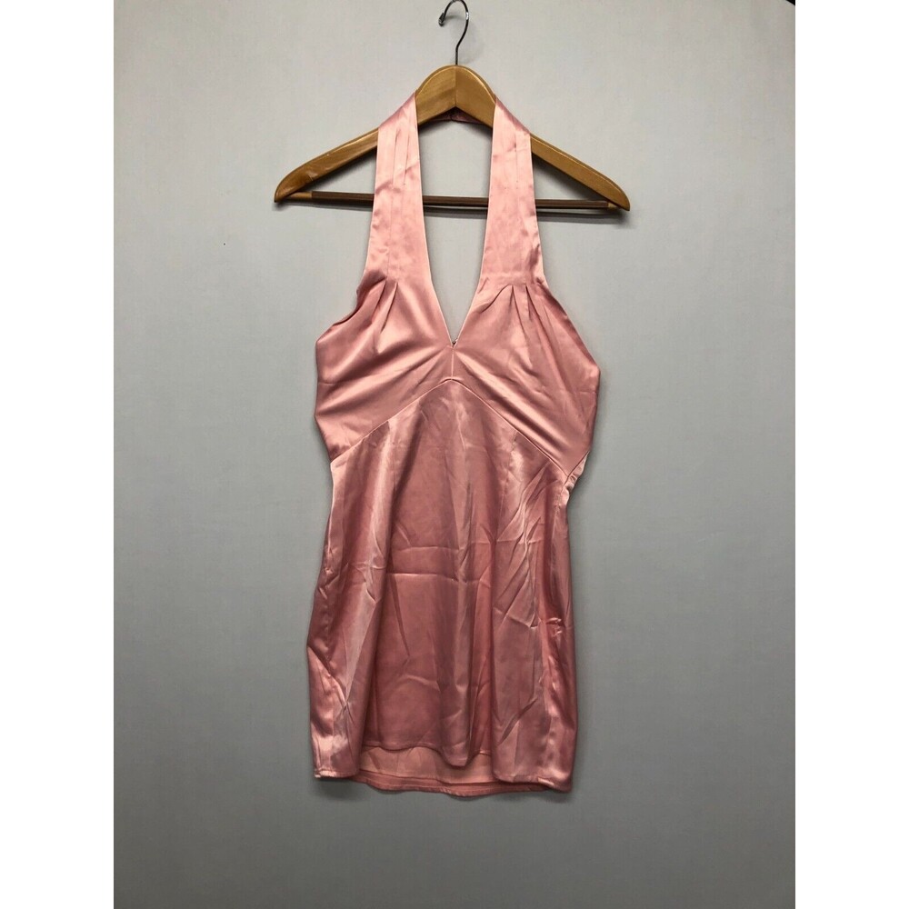 NWT Superdown Women Halter Neck Satin Dress Size Small Pink B258 -27